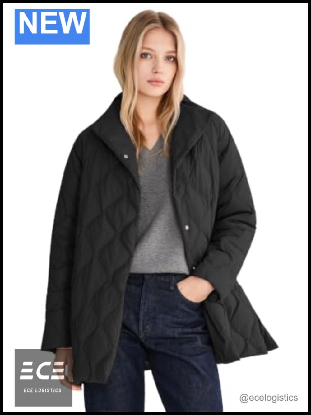 Oversized Quilted Down Puffer Jacket Lightweight Insulated Coat